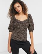Brave Soul League Blouse In Ditsy Floral Print-multi