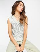 Trendyol Sweater Vest In Swirl Print-gray