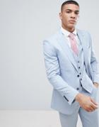 Burton Menswear Wedding Skinny Suit Jacket In Light Blue - Navy