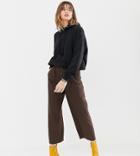 Stradivarius High Waisted Wide Leg Pants With Button Detailing