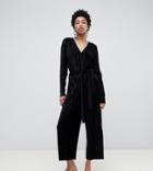 Vero Moda Tall Velvet Pleated Jumpsuit - Black
