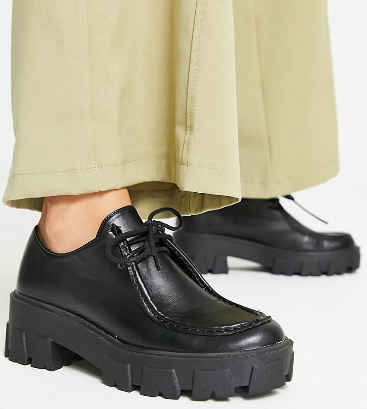 Raid Wide Fit Lelia Chunky Lace Up Shoes In Black