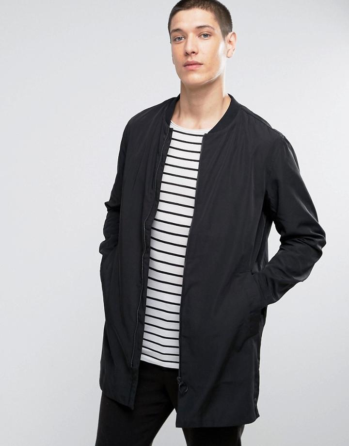 Selected Homme Longline Bomber Jacket - Black