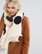 Pieces Oversized Polka Dot Scarf - Cream