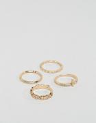 Asos Ring Pack In Shiny Gold - Gold