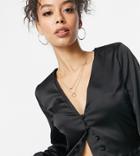 Missguided Tall Peplum Top With Front Fastening In Black