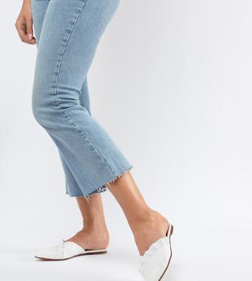 Depp Wide Fit Leather Flat Mules - White