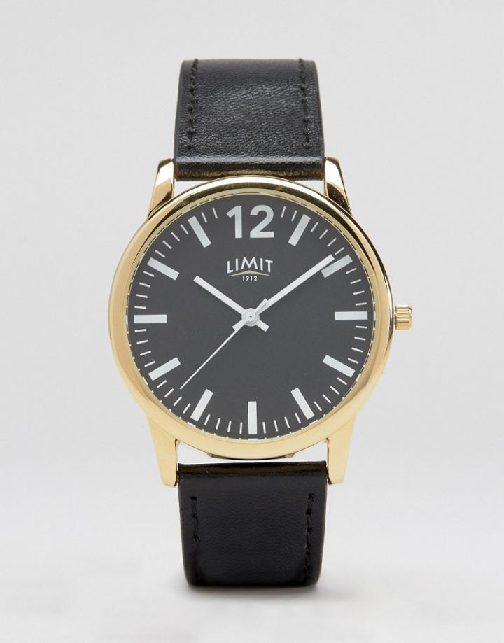 Limit Black Leather Watch With Black Dial Exclusive To Asos - Black