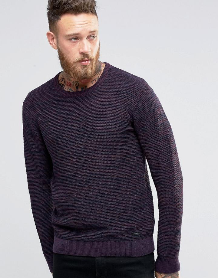 Lee Winter Crew Knit Sweater Maroon 2 Tone - Red