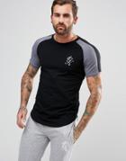 Gym King Muscle T-shirt In Black With Sleeve Stripes - Black