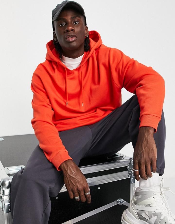 Asos Design Oversized Hoodie In Fiesta-orange