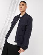 Asos Design 2-in-1 Harrington Jacket With Detachable Utility Vest In Navy