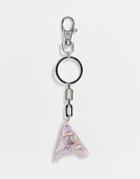 Asos Design Personalized A Bag Charm In Lilac Marble-purple