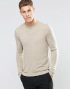 Asos Crew Neck Sweater In Beige Twist Cotton - Brown