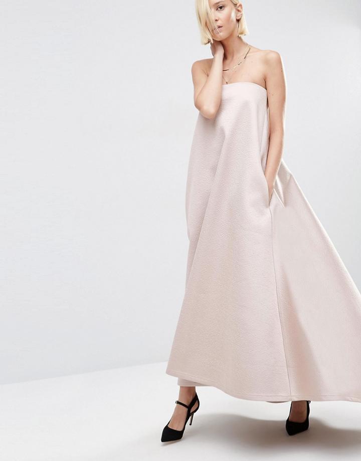 Asos White Extreme Bonded Bandeau Maxi Dress - Pink