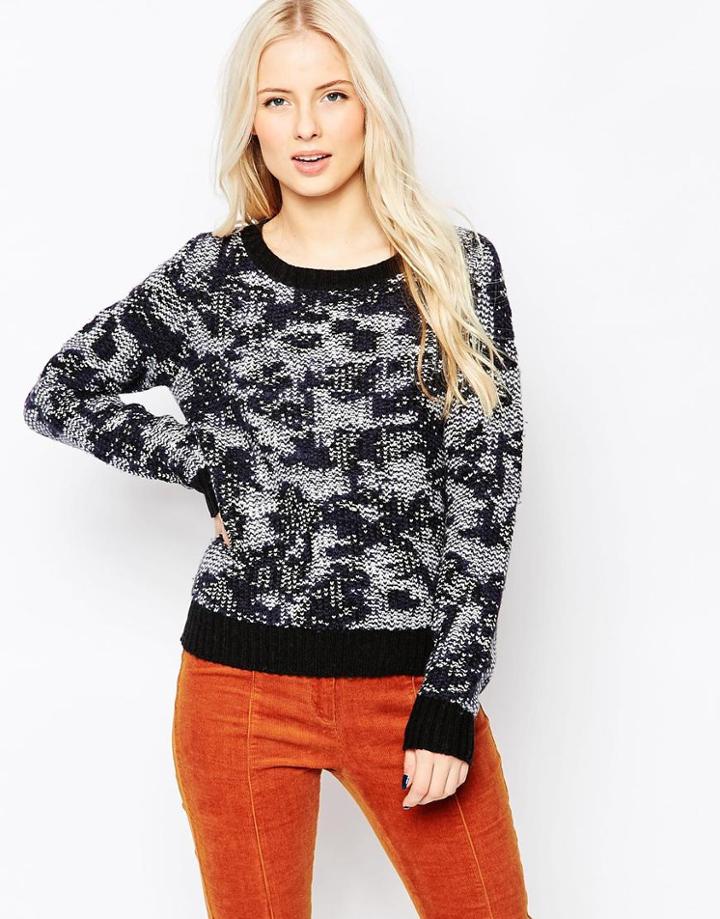 Shae Black And White Melange Sweater - Black Combo