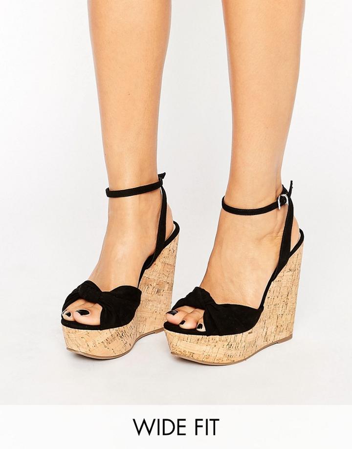 Asos Traffic Jam Wide Fit Wedges - Black
