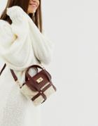 Asos Design Micro Borg Bag With Padlock Detail - Cream