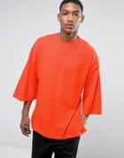 Asos Oversized T-shirt With Extreme Wide Sleeves In Orange Heavyweight Jersey - Beige