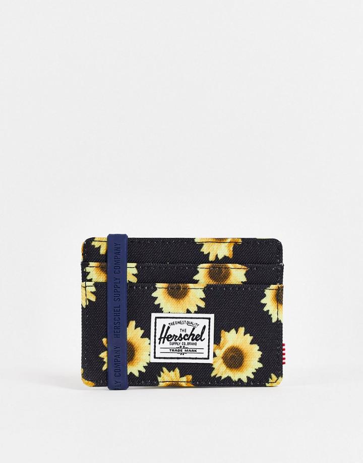 Herschel Supply Co Cardholder In Sunflower Print-black