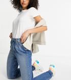 Asos Design Tall Hourglass High Rise Farleigh 'slim' Mom Jeans In Authentic Midwash-blue