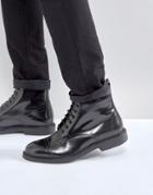 Zign Smart Leather Lace Up Boots - Black