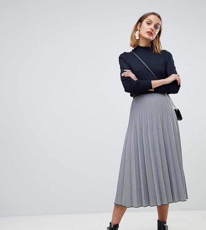 Mango Mini Hounds Tooth Print Midi Skirt