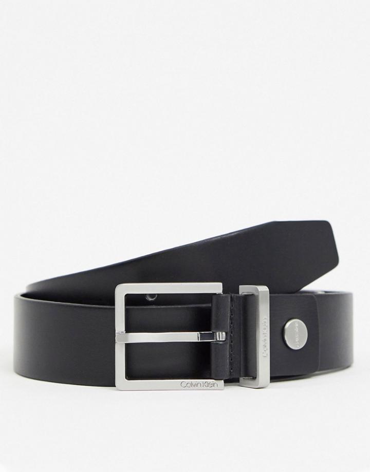 Calvin Klein Leather Buckle Belt In Black
