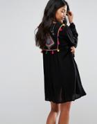 Akasa Embroidered Back Kimono - Black