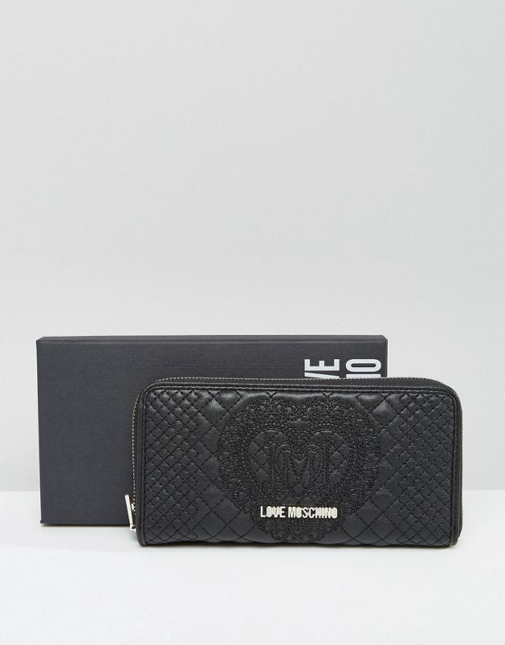 Love Moschino Quilted Small Zip Purse - Black
