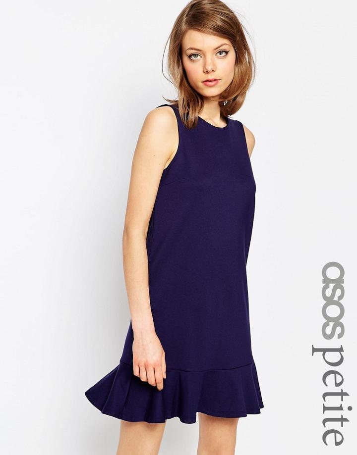 Asos Petite Ponte Peplum Hem Dress - Navy