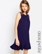 Asos Petite Ponte Peplum Hem Dress - Navy