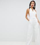 Asos Design Tall Tux Jumpsuit With Wide Leg - Multi