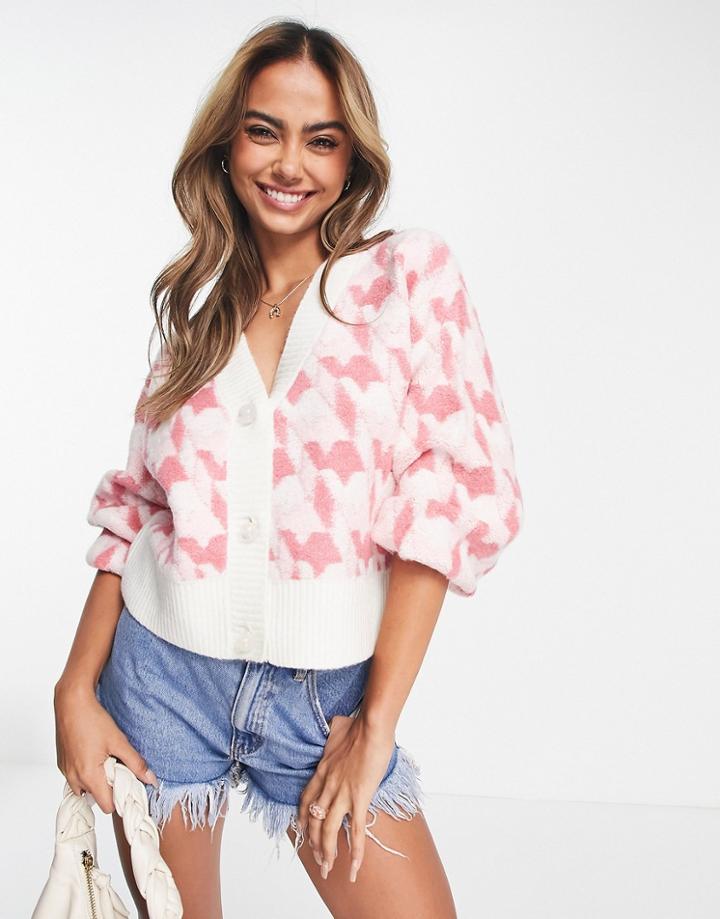 Urban Revivo Printed Cardigan In Pink