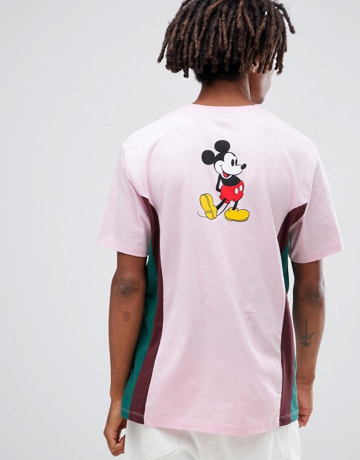 Asos Design Mickey Relaxed T-shirt With Contrast Side Panels - Pink