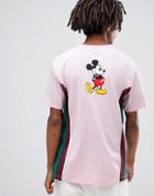 Asos Design Mickey Relaxed T-shirt With Contrast Side Panels - Pink