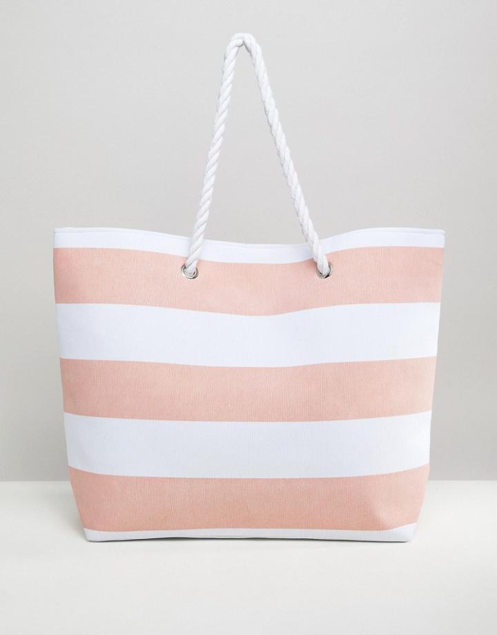 South Beach Pink Stripe Beach Bag - Multi