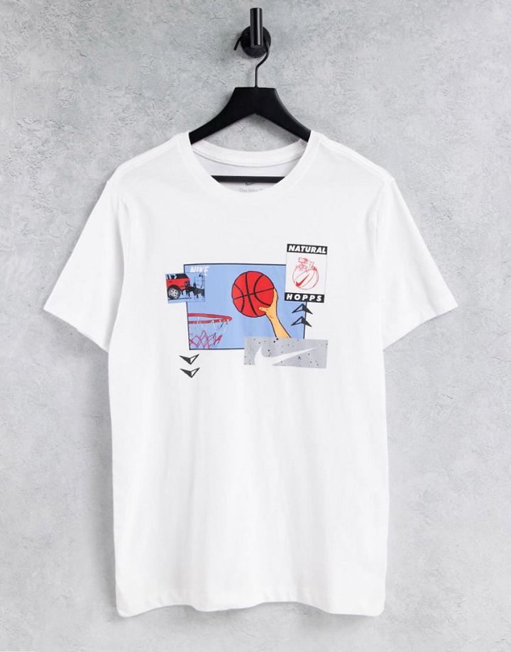 Nike Basketball Photo Print T-shirt In White