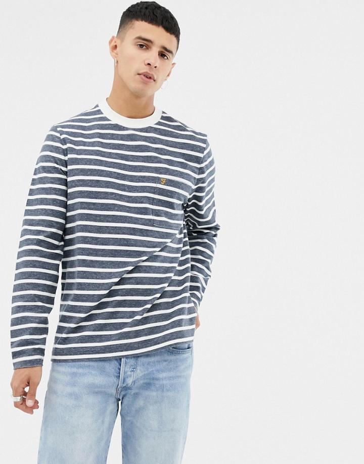 Farah Melis Stripe Long Sleeve Top In Navy