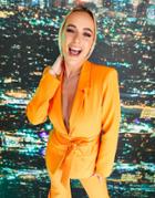 Asos Design X Millie Obi Tie Blazer In Pop Orange
