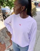 Topshop Sweatshirt With Chilli Embroidered Motif In Lilac-purple