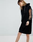 Noisy May Hoody Dress With Sheer Sleeves - Black