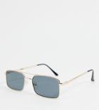 South Beach Rectangle Sunglasses With Gold Frames