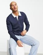 Farah Holstrom Long Sleeve Rugby Top In Navy