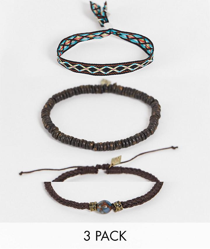 Classics 77 3 Pack Beaded Bracelet Pack-brown