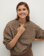 Mango Oversized Textured Sweat Top In Brown