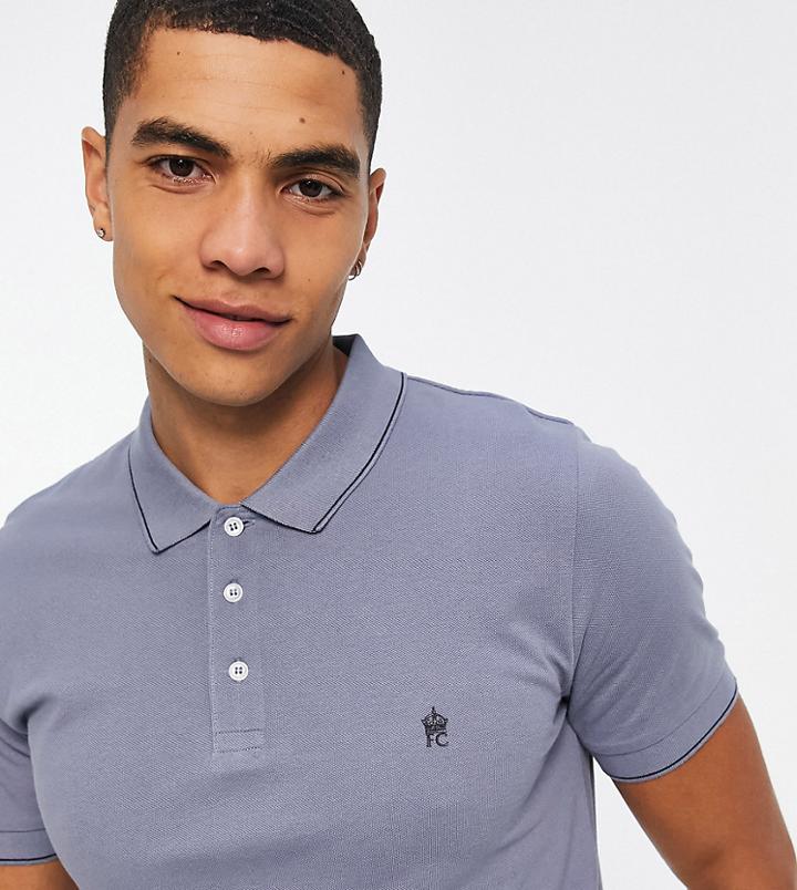 French Connection Tall Single Tipped Pique Polo In Light Blue