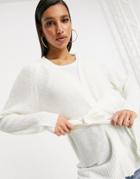 Brave Soul Barnaby Belted Tie Cardigan In Cream-white