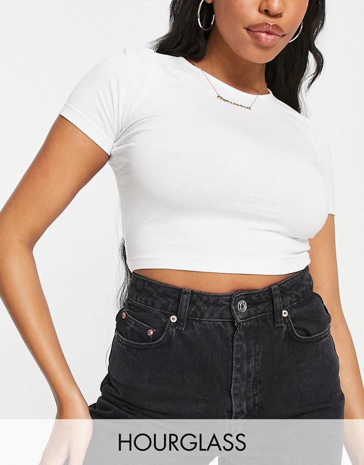 Asos Design Hourglass Fitted Crop T-shirt In White