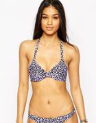 Asos Fuller Bust Exclusive Purple Leopard Print Hidden Underwire Bikini Top Dd-g - Purple Leopard
